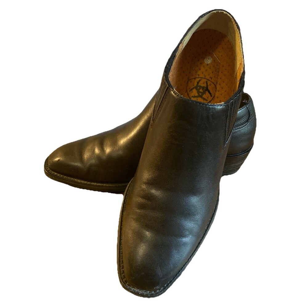 Ariat Chelsea #16501 Black Leather Ankle Boots 1.5" Block Heel Slip On size 7B